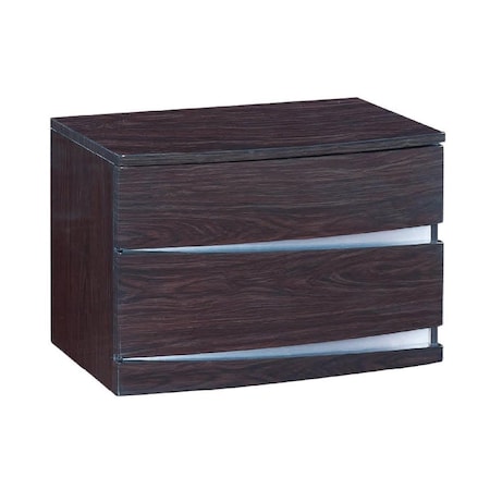 Oceantailer Home Roots Beddings  Exquisite High Gloss Nightstand, Wenge - 16.5 in. 329624